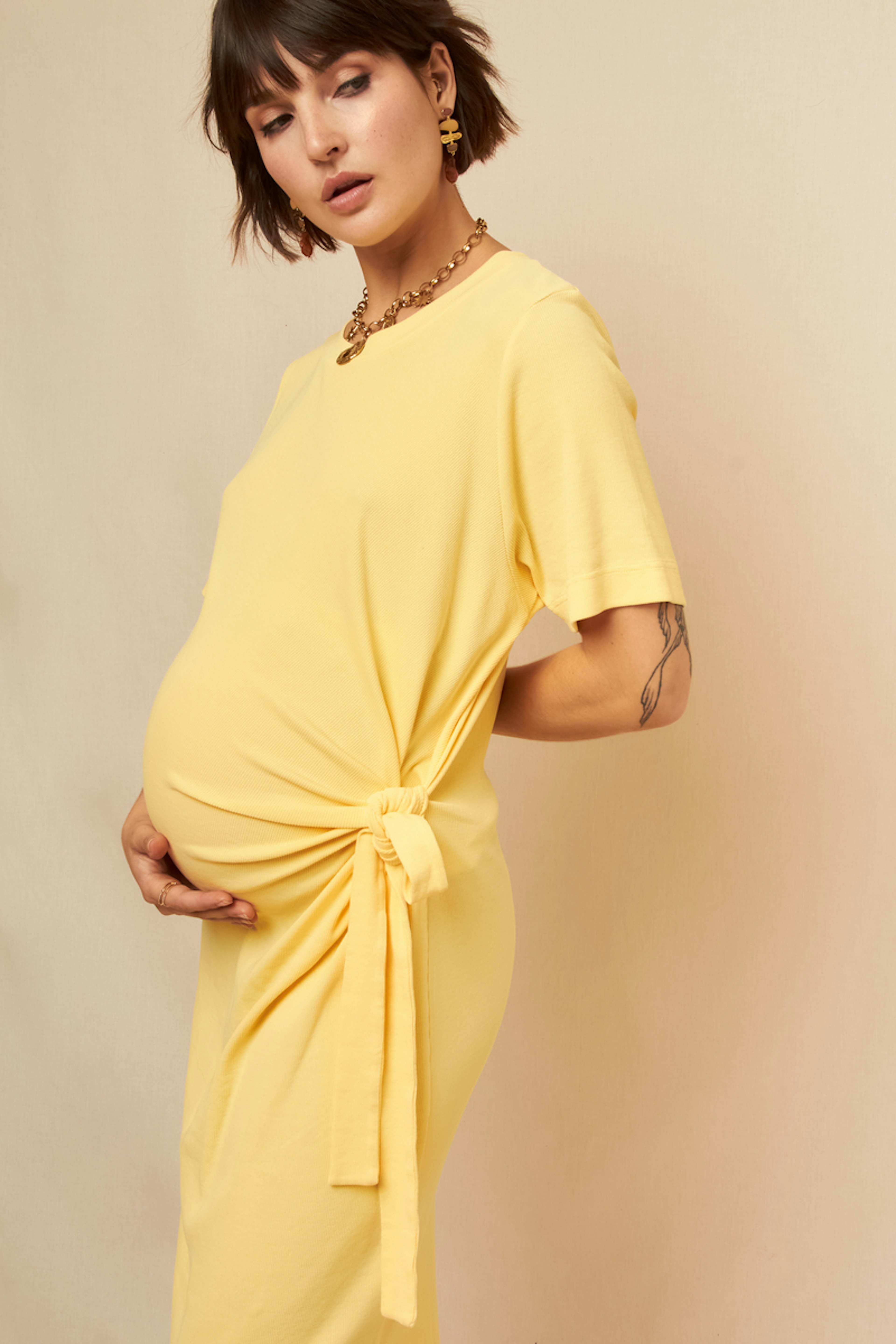 Robe Maternité Noeud Jaune